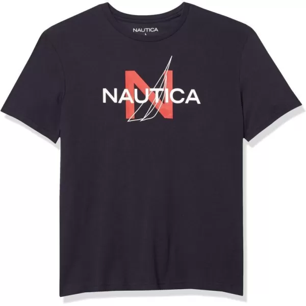 Nautica Mens Short Sleeve 100 Cotton Nautical Series Graphic TeeNavy