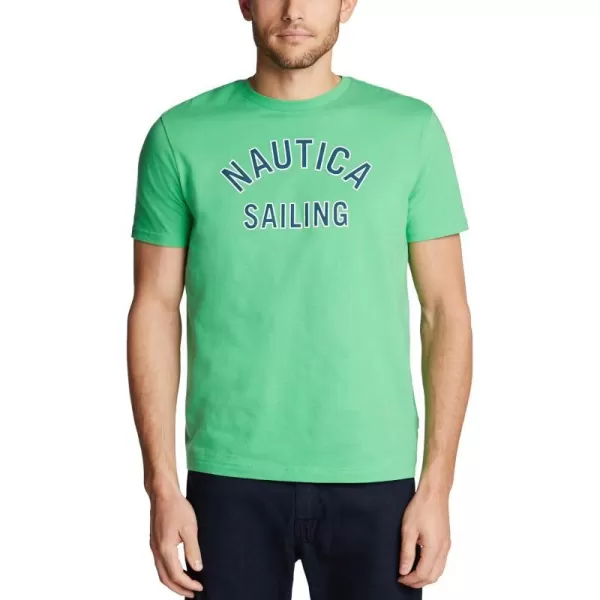 Nautica Mens Short Sleeve 100 Cotton Nautical Series Graphic TeeSummer Green