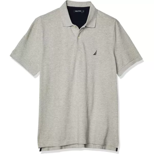 Nautica Mens Short Sleeve Solid Cotton Pique Polo ShirtGrey Heather