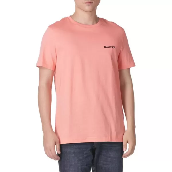 Nautica Mens Short Sleeve Solid Crew Neck TShirtPale Coral Solid