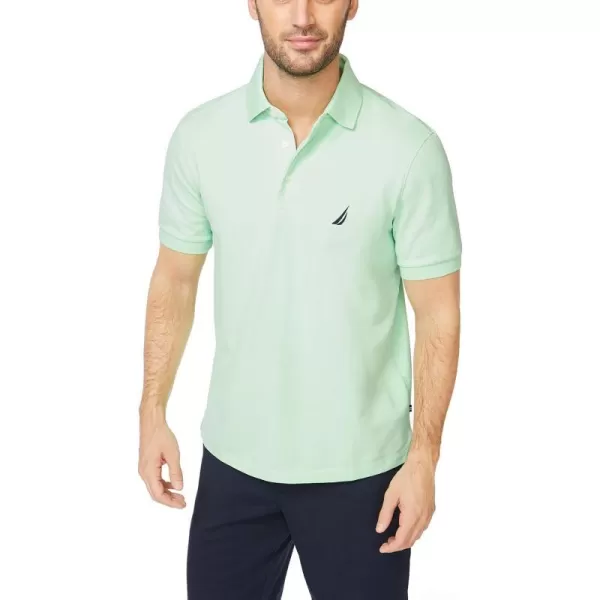 Nautica Mens Short Sleeve Solid Stretch Cotton Pique Polo ShirtAsh Green