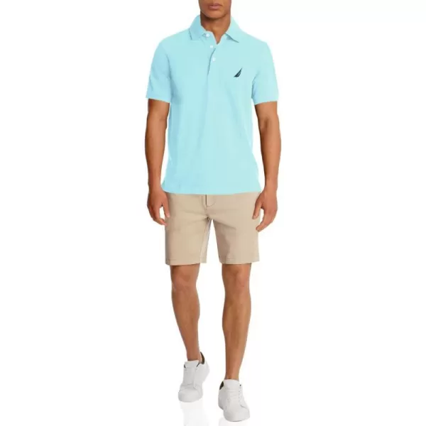 Nautica Mens Short Sleeve Solid Stretch Cotton Pique Polo ShirtBright Aqua