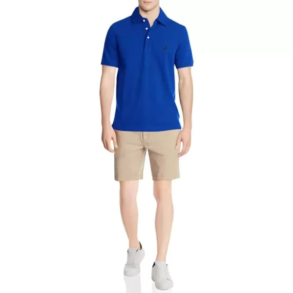 Nautica Mens Short Sleeve Solid Stretch Cotton Pique Polo ShirtBright Cobalt