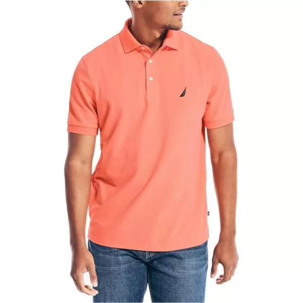 Nautica Mens Short Sleeve Solid Stretch Cotton Pique Polo ShirtPale Coral