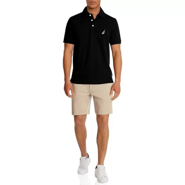 Nautica Mens Short Sleeve Solid Stretch Cotton Pique Polo ShirtTrue Black