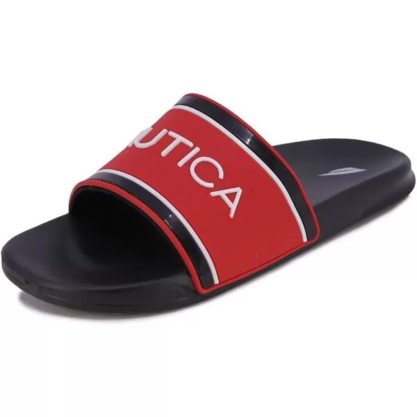 Nautica Mens Shower Sandals Open Toe Soft Slide House Slipper for Indoor amp OutdoorCortlan Red