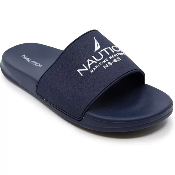 Nautica Mens Shower Sandals Open Toe Soft Slide House Slipper for Indoor amp OutdoorNavy Porter