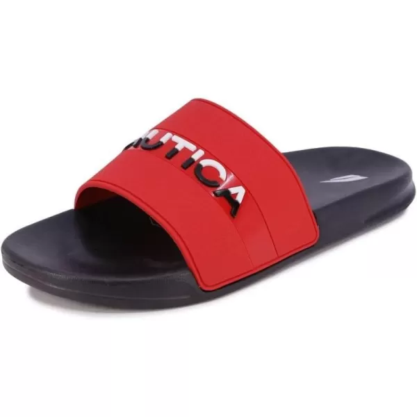 Nautica Mens Shower Sandals Open Toe Soft Slide House Slipper for Indoor amp OutdoorRed Wakefield