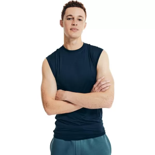 Nautica Mens Sleeveless Base Layer Solid Athletic Muscle Tank TopNavy