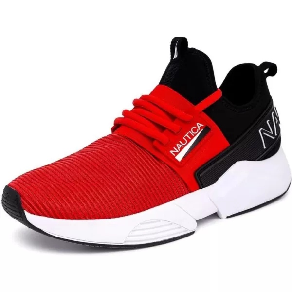 Nautica Mens Sneakers Athletic Comfortable Casual LaceUp Fashion Walking ShoesRed Blacknuray