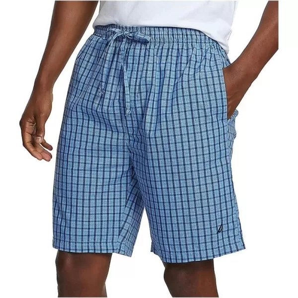 Nautica Mens Soft Woven 100 Cotton Elastic Waistband Sleep Pajama ShortFrench Blue