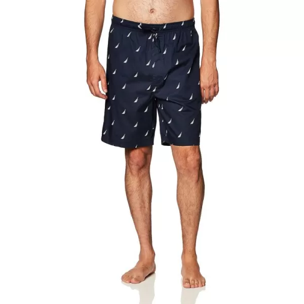 Nautica Mens Soft Woven 100 Cotton Elastic Waistband Sleep Pajama ShortMaritime Navy