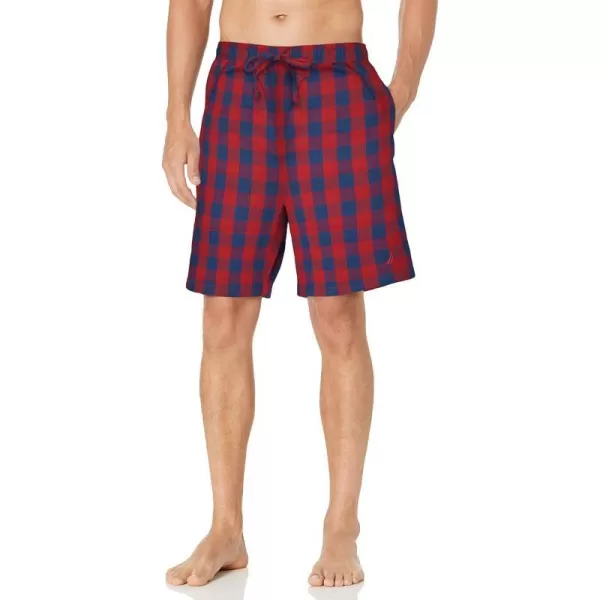 Nautica Mens Soft Woven 100 Cotton Elastic Waistband Sleep Pajama ShortNautica Red