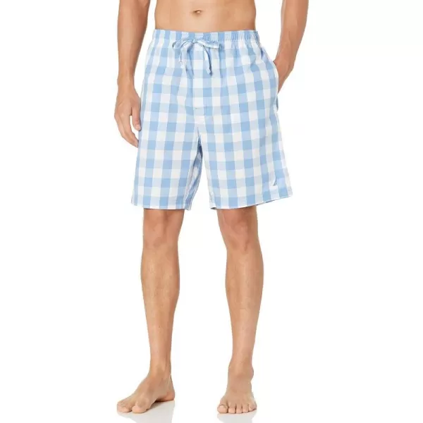 Nautica Mens Soft Woven 100 Cotton Elastic Waistband Sleep Pajama ShortRiviera Blue