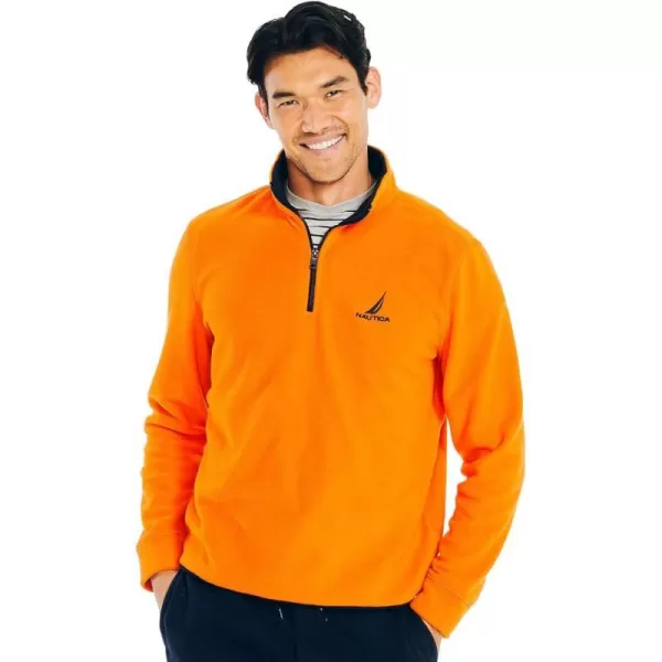 Nautica Mens Solid 14 Zip Fleece SweatshirtPier Orange