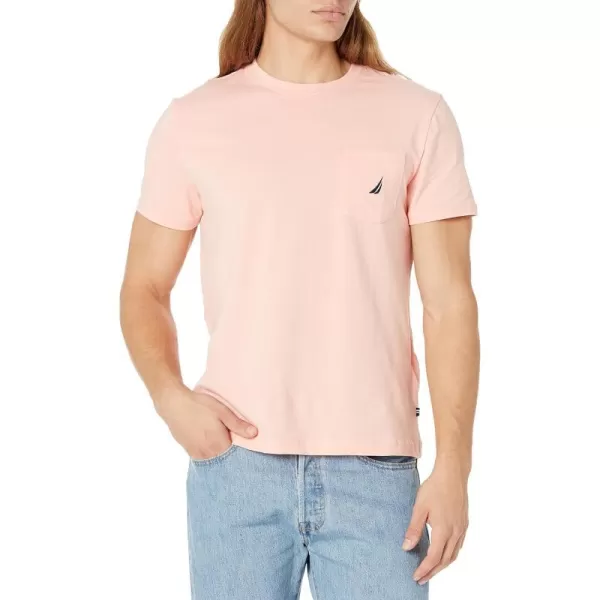 Nautica Mens Solid Crew Neck Short Sleeve Pocket TShirtCoral Sands