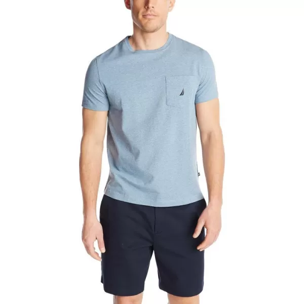 Nautica Mens Solid Crew Neck Short Sleeve Pocket TShirtDeep Anchor Heather