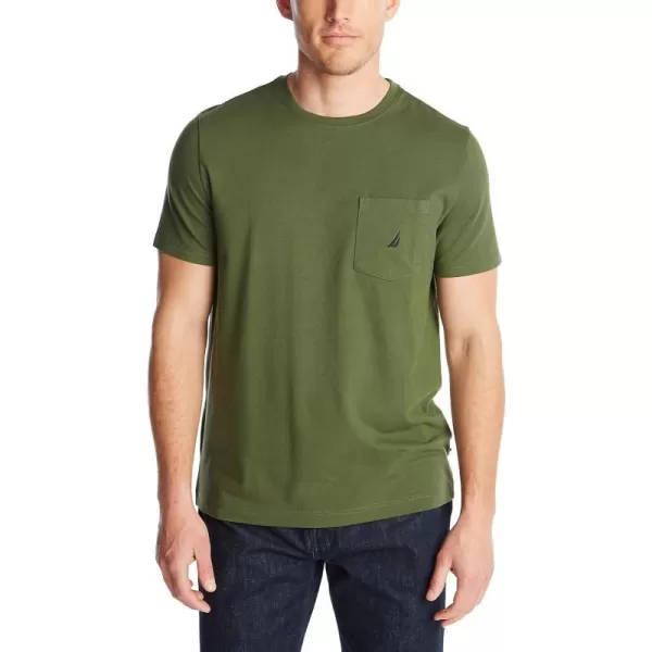 Nautica Mens Solid Crew Neck Short Sleeve Pocket TShirtPine Forest Green