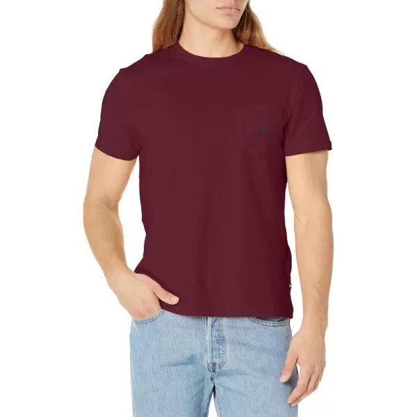 Nautica Mens Solid Crew Neck Short Sleeve Pocket TShirtShipwreck Burgundy