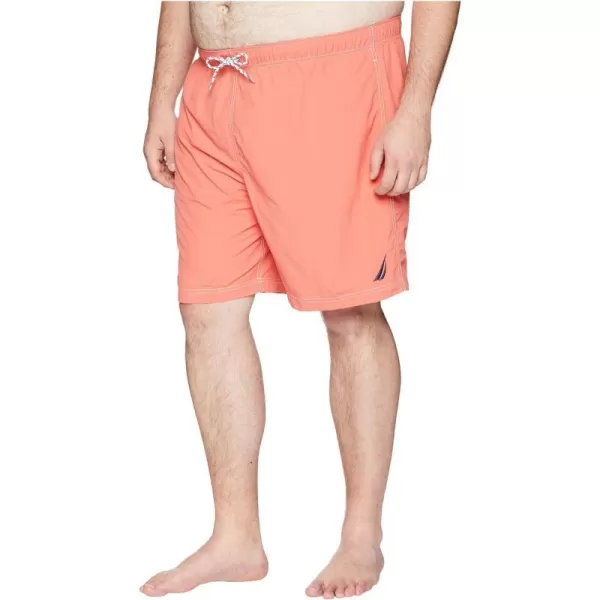 Nautica Mens Solid Quick Dry Classic Logo SwimTrunkbigtall Spiced Coral