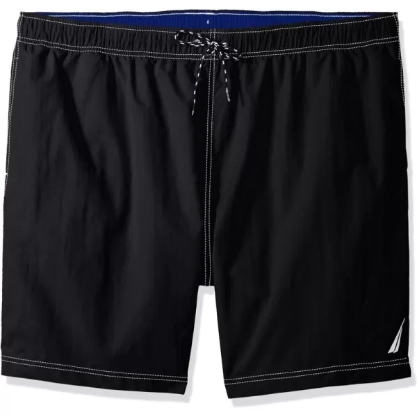 Nautica Mens Solid Quick Dry Classic Logo SwimTrunkbigtall True Black