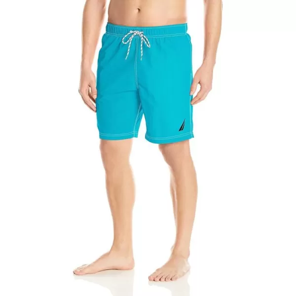 Nautica Mens Solid Quick Dry Classic Logo SwimTrunkstandard Bright Blue Jig