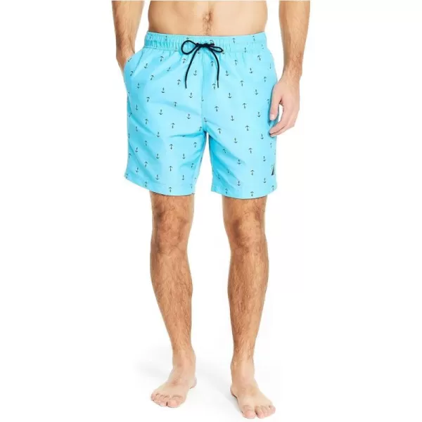 Nautica Mens Standard 8 Anchor Print QuickDry SwimMirage Blue