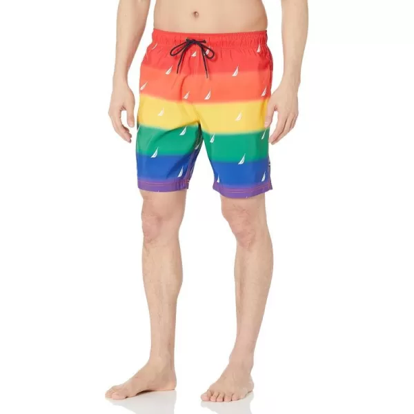 Nautica Mens Standard 8 Pride Sustainably Crafted QuickDry Swim ShortTropic Orange