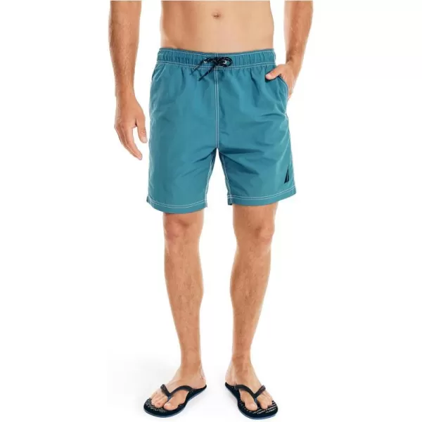 Nautica Mens Standard 8 Solid QuickDry Swim ShortRich Teal