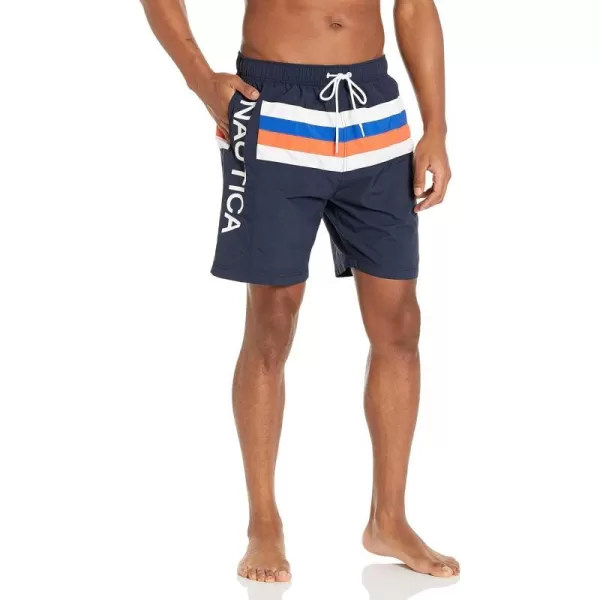 Nautica Mens Standard 8 Striped Colorblock QuickDry SwimNavy