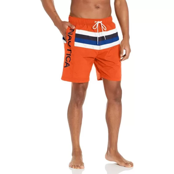 Nautica Mens Standard 8 Striped Colorblock QuickDry SwimTropic Orange