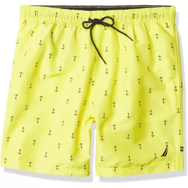 Nautica Mens Standard Quick Dry All Over Classic Anchor Print Swim TrunkBlazing Yellow