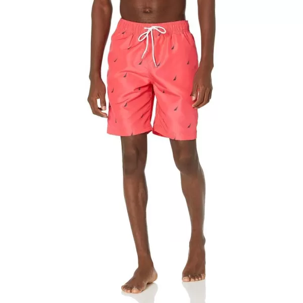 Nautica Mens Standard Quick Dry All Over JClass Sailboat Print Swim TrunkMelon Berry