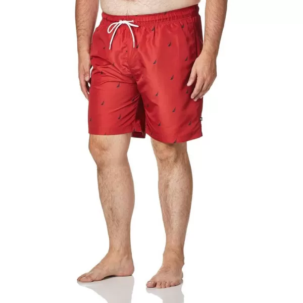 Nautica Mens Standard Quick Dry All Over JClass Sailboat Print Swim TrunkNautica Red