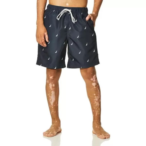 Nautica Mens Standard Quick Dry All Over JClass Sailboat Print Swim TrunkNavy