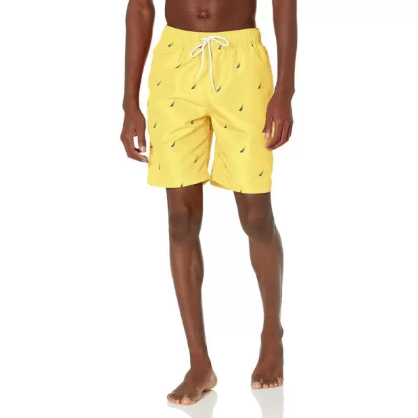 Nautica Mens Standard Quick Dry All Over JClass Sailboat Print Swim TrunkSunfish Yellow Wintl