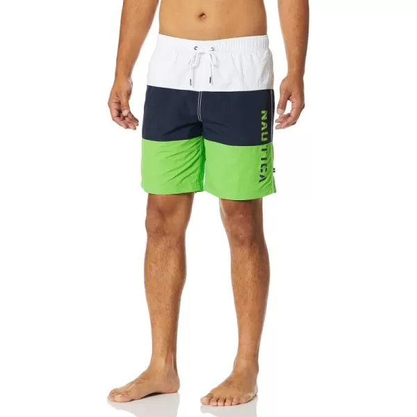 Nautica Mens Standard Quick Dry Classic Logo TriBlock Series Swim TrunkGrass Blade