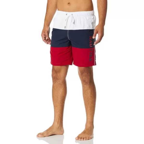 Nautica Mens Standard Quick Dry Classic Logo TriBlock Series Swim TrunkNautica Red