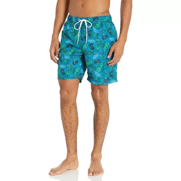 Nautica Mens Standard Sustainably Crafted 8 Tropical Print QuickDry SwimRich Teal