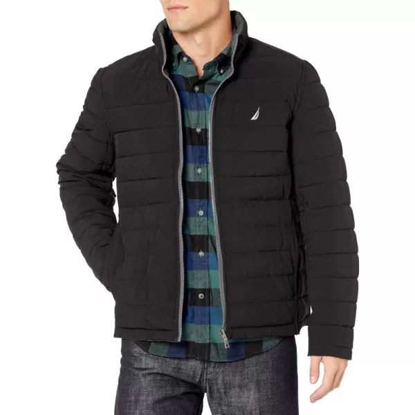 Nautica Mens Stretch Reversible Midweight Puffer Jacket Wind and Water ResistantCharcoal