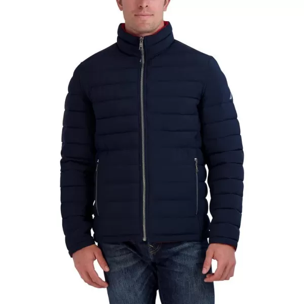 Nautica Mens Stretch Reversible Midweight Puffer Jacket Wind and Water ResistantNavy