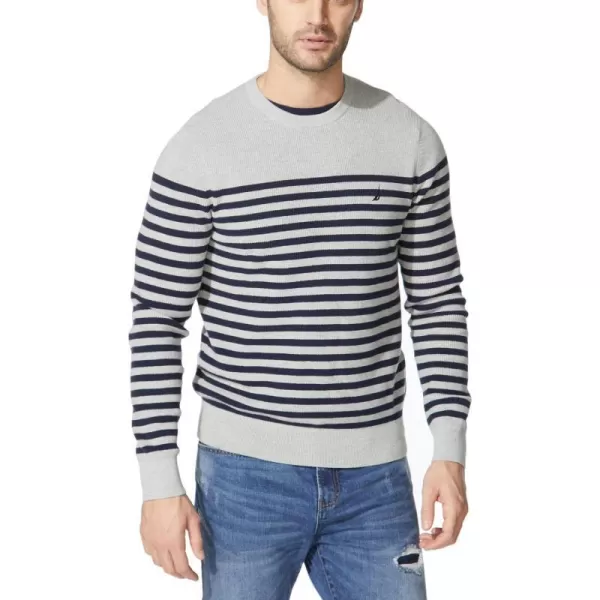 Nautica Mens Stripe Knit SweaterGrey Heather