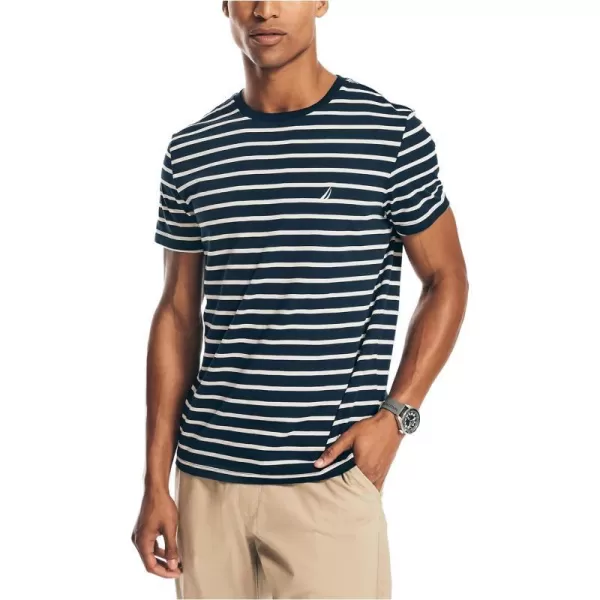 Nautica Mens Striped Crewneck TShirtNavy