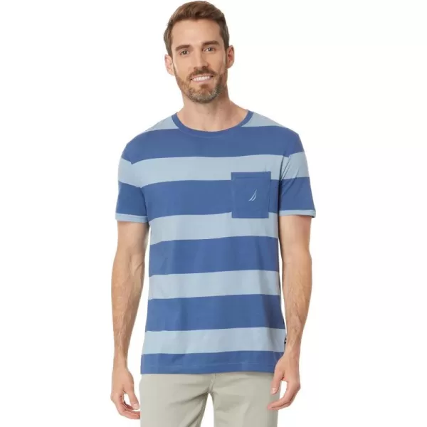 Nautica Mens Striped Crewneck TShirtUnion Blue