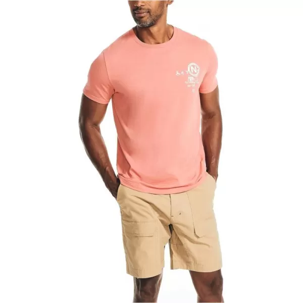 Nautica Mens Sustainably Crafted Beach Life Graphic TShirtDreamy Coral