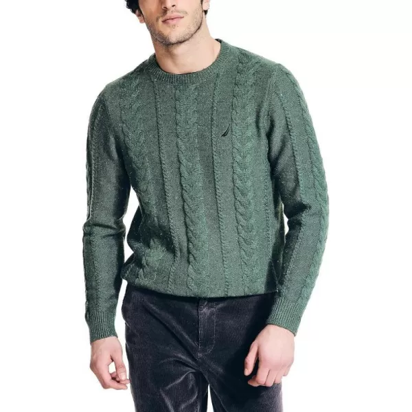 Nautica Mens Sustainably Crafted CableKnit Crewneck SweaterArtic Fern