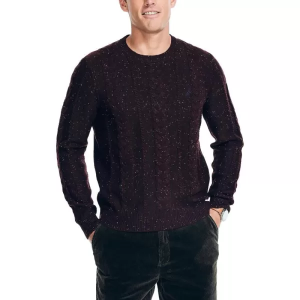 Nautica Mens Sustainably Crafted CableKnit Crewneck SweaterShipwreck Burgundy