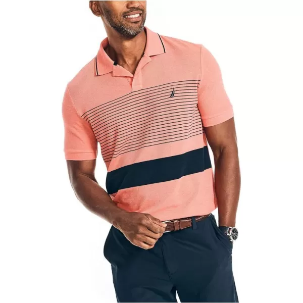 Nautica Mens Sustainably Crafted Classic Fit ChestStripe PoloDreamy Coral