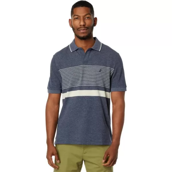 Nautica Mens Sustainably Crafted Classic Fit ChestStripe PoloNavy