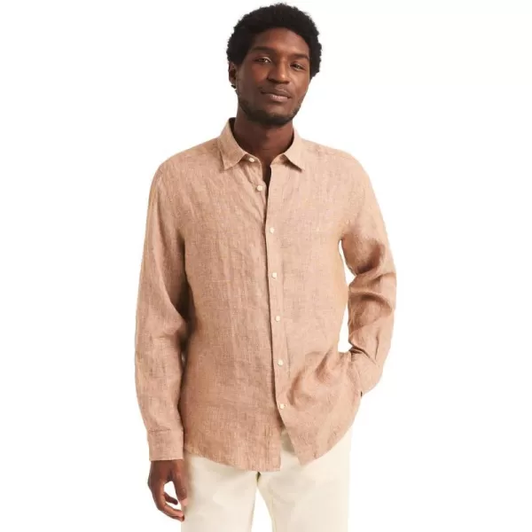 Nautica Mens Sustainably Crafted Classic Fit Linen ShirtCoconut Shell